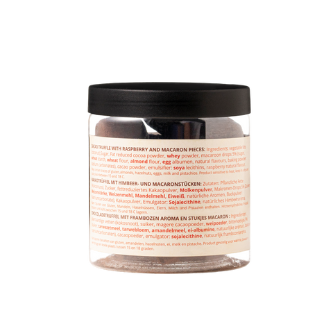 Frambozen-macaron-chocoladetruffels - Geschenkpot 130 g