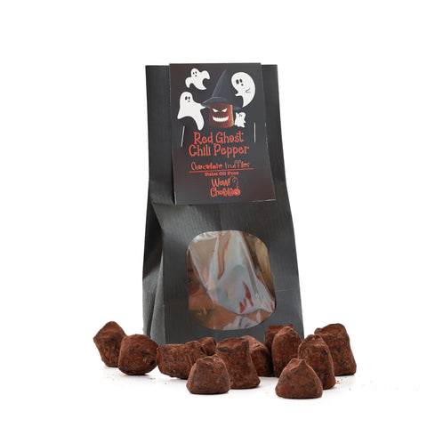 Red Ghost Chili Peppers - Halloween Chocolate Truffles - Biodegradable bag 130g - WOW Chocolao!