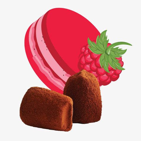Raspberry Macaron chocolate truffles - bulk - WOW Chocolao!