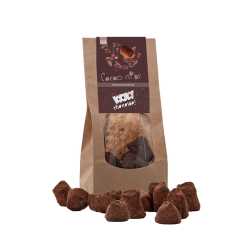 Cacao Nibs Chocolate Truffles - Biodegradable bag 130g - WOW Chocolao!