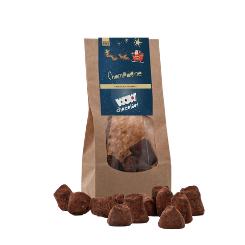 Champagne Chocolate Truffle - Christmas Edition - Biodegradable bag 130g - WOW Chocolao!