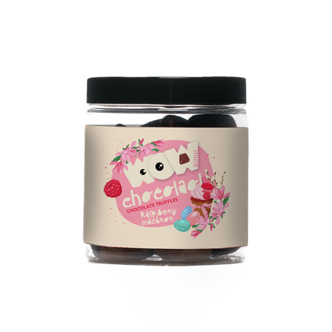 Raspberry Macaron chocolate truffles - Easter Gifting jar 130g - WOW Chocolao!