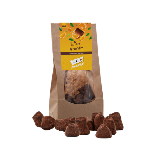 Juicy Orange chocolate truffles - Biodegradable bag 130g - WOW Chocolao!
