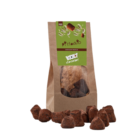Pistachio Chocolate Truffles - Biodegradable bags 130g - WOW Chocolao!