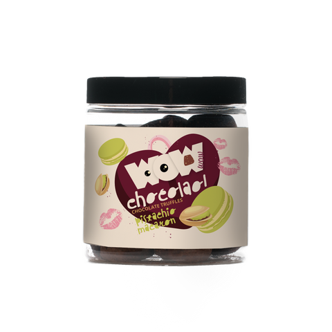 Pistachio Macaroon Chocolate Truffles - 130g Valentine Gifting Jar - WOW Chocolao!