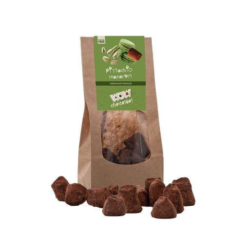 Pistachio Macaron Chocolate Truffles - Biodegradable bag 130g - WOW Chocolao!
