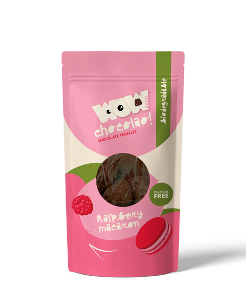 Raspberry Macaron - 200g Biodegradable bag - WOW Chocolao!
